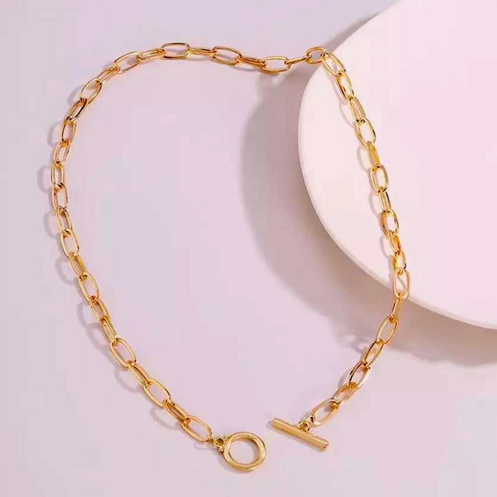 π3/$30 New Gold Link Toggle Necklace - Picture 2 of 3